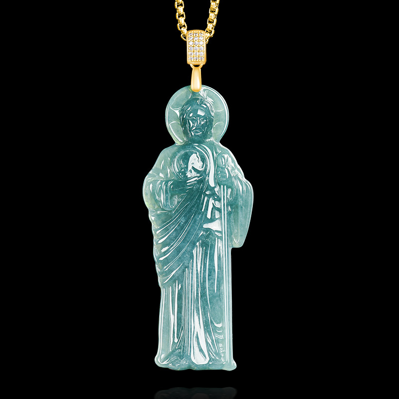 Vintage Necklace - Мьянманский жадеит Сент Юу кулон ожерелье
