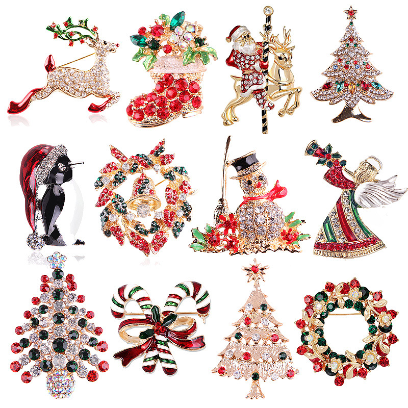 Vintage Collectible Santa - Винтажная коллекция рождественских брошей со стразами: