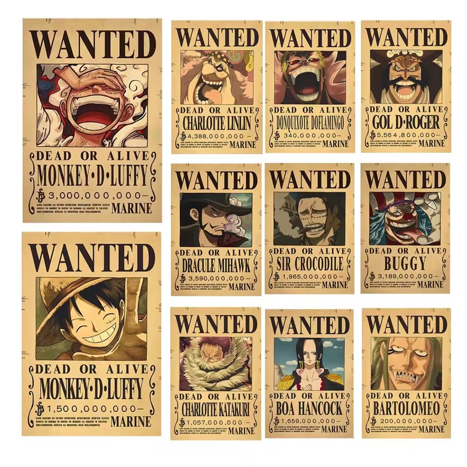 Vintage Things Collection - Аниме-постеры «One Piece»: плакаты с розыскными