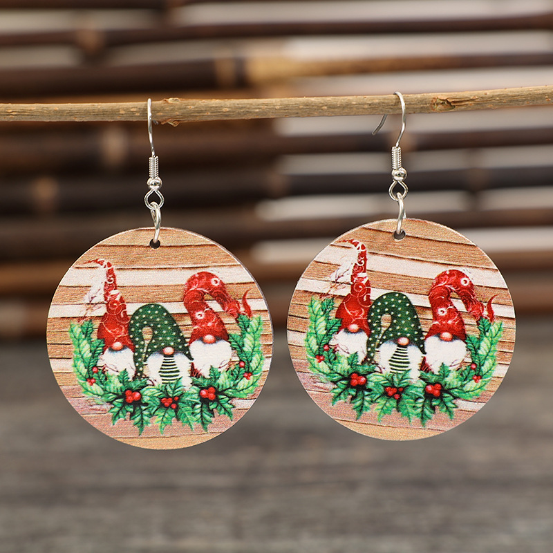 Vintage Collectible Santa - Новые винтажные деревянные рождественские серьги с